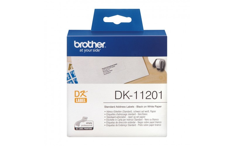Banda etichete hartie Brother DK-11201, 29 mm x 90 mm, negru / alb, 400 et.