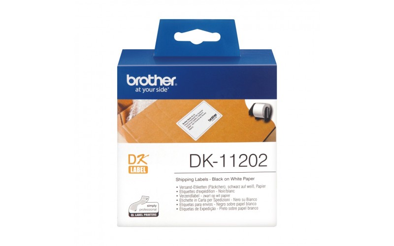 Banda etichete hartie Brother DK-11202, 62 mm x 100 mm, negru / alb, 300 et.