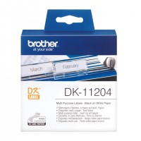 Banda etichete hartie Brother DK-11204, 17 mm x 54 mm, negru / alb, 400 et.