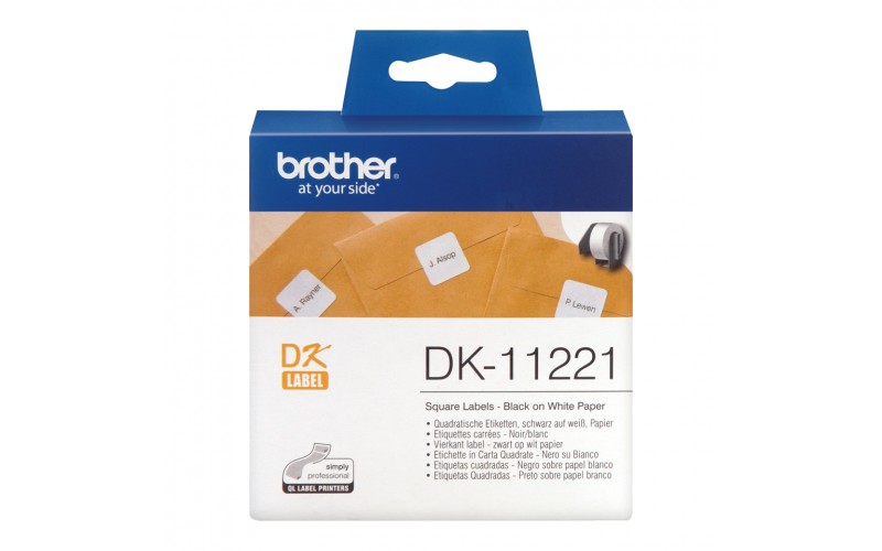 Banda etichete hartie Brother DK-11221, 23 mm x 23 mm, negru / alb, 1000 et.