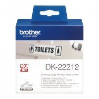 Banda continua plastic Brother DK-22212, 62 mm x 15.24 M, negru / alb