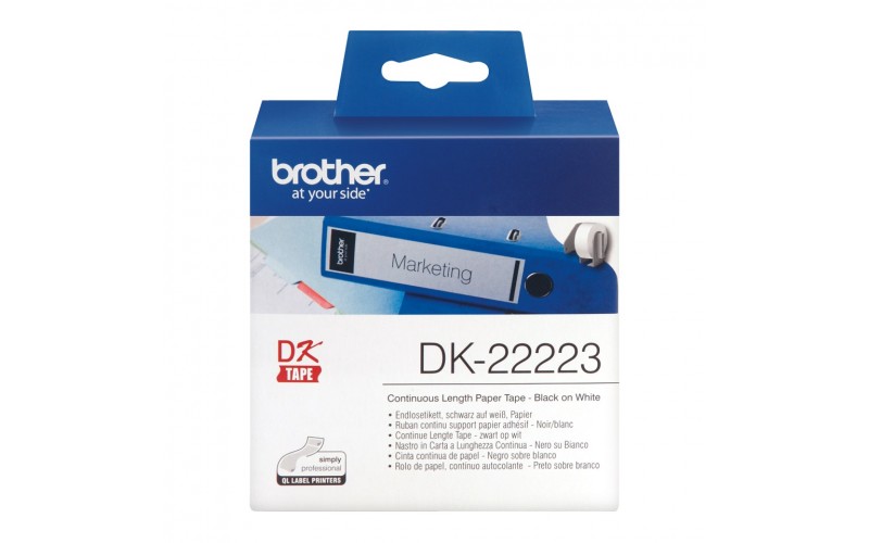 Banda continua hartie Brother DK-22223, 50 mm x 30.48 M, negru / alb
