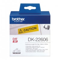 Banda continua plastic Brother DK-22606, 62 mm x 15.24 M, negru / galben