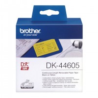 Banda continua hartie Brother DK-44605, 62 mm x 30.48 M, detasabila, negru / galben