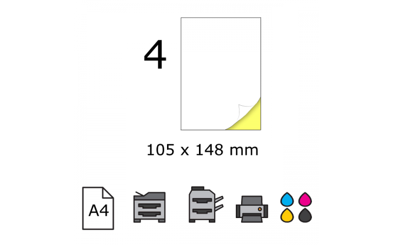 Top etichete adezive in coala A4, 105 x 148 mm, 4 buc./foaie