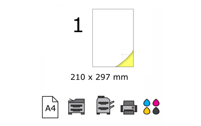 Top etichete adezive in coala A4, 210 x 297 mm, 1 buc./foaie