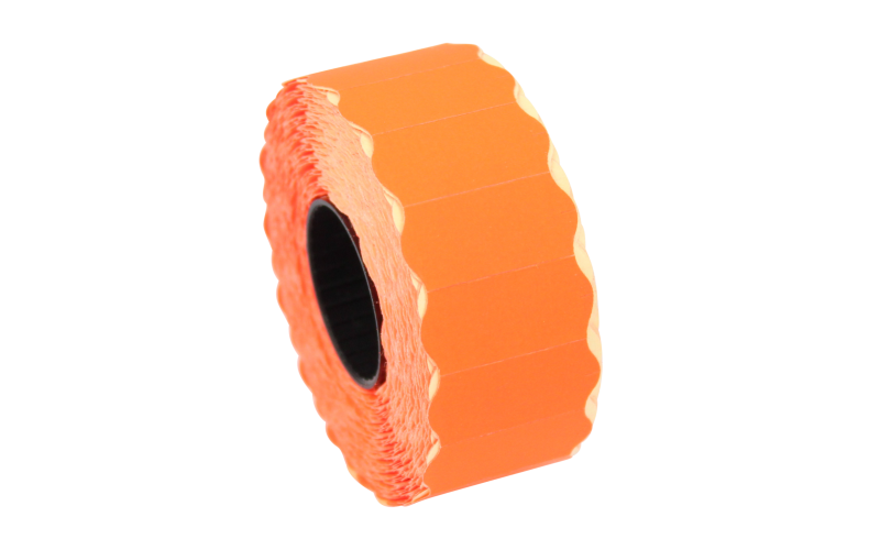 Rola etichete de pret ondulate, 26 x 12 mm, portocaliu neon, 1500 et./rola