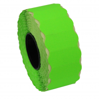 Rola etichete de pret ondulate, 26 x 12 mm, verde neon, 1500 et./rola