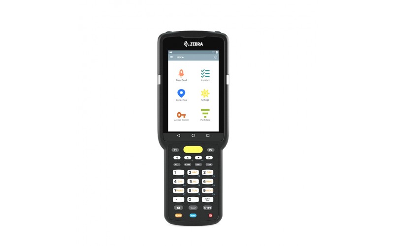 Terminal portabil 2D Zebra MC3330R, SR, gun, RFID, GMS, Android, 29 taste, bat. ext.